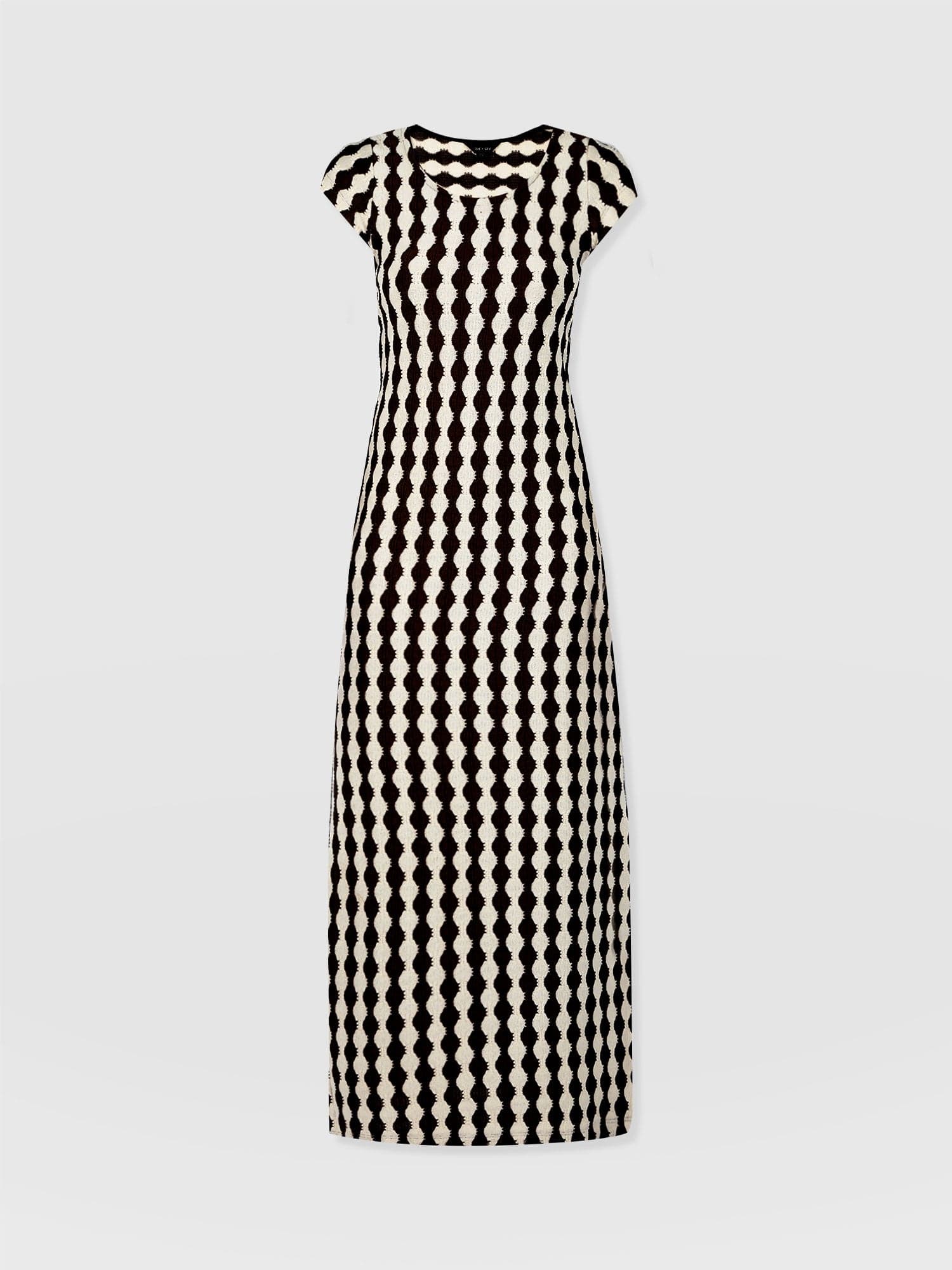 Elise Scoop Neck Midaxi Dress - Black/Cream - Women's Dresss | Saint + Sofia® USA